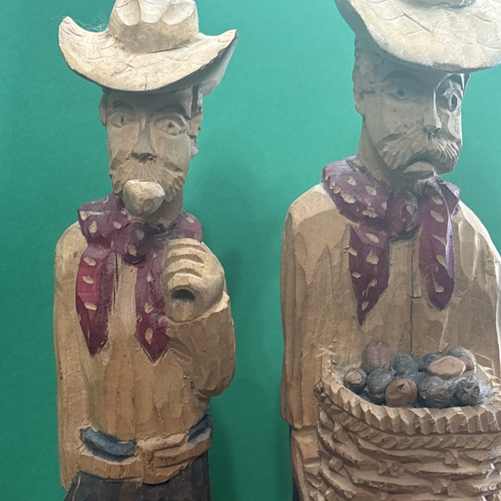VTG Hand Carved Figures Grandpa Farmer Cowboy Hand Signed Painted Western Decor - Picture 9 of 9